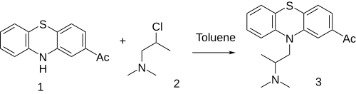 Patent Ex 6: Aceprometazine synthesis.svg