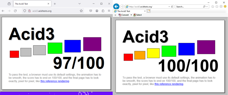 File:Acid3 test, Firefox 124.0.1 and IE11.png