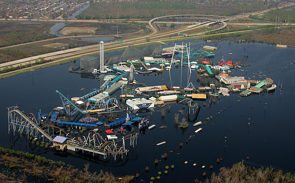 On August 29, 2005, Six Flags New Orleans was severely damaged by Hurricane Katrina, leading to its closure.