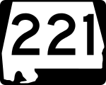 Alabama State Route 221 road sign