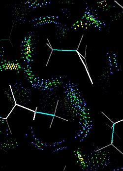 All-atom contact dots for two well-packed Ala residues All-atomContacts 1gciAlas.jpg