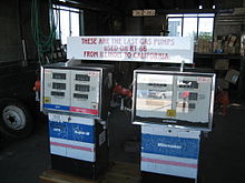 Last gas pumps used in the station. Ambler's was the longest operating gas station along U.S. Route 66, until 1999 when gasoline stopped flowing Ambler's Texaco Gas Station14.JPG