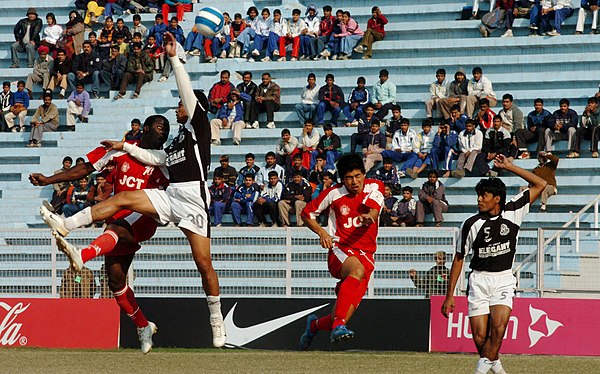 Mohammedan Sporting vs JCT Mills FC in the 2006–07 National Football League at Ambedkar Stadium.