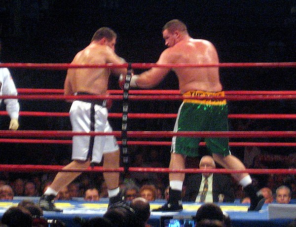 Heavyweight boxers Andrew Golota (on the left) vs. Kevin McBride at the Madison Square Garden