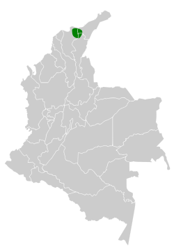 Distribución geográfica de la tangara de Santa Marta.