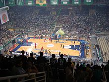 Olympic Indoor Hall during a Panathinaikos B.C. game. Athens Olympic Basketball Court 3.JPG
