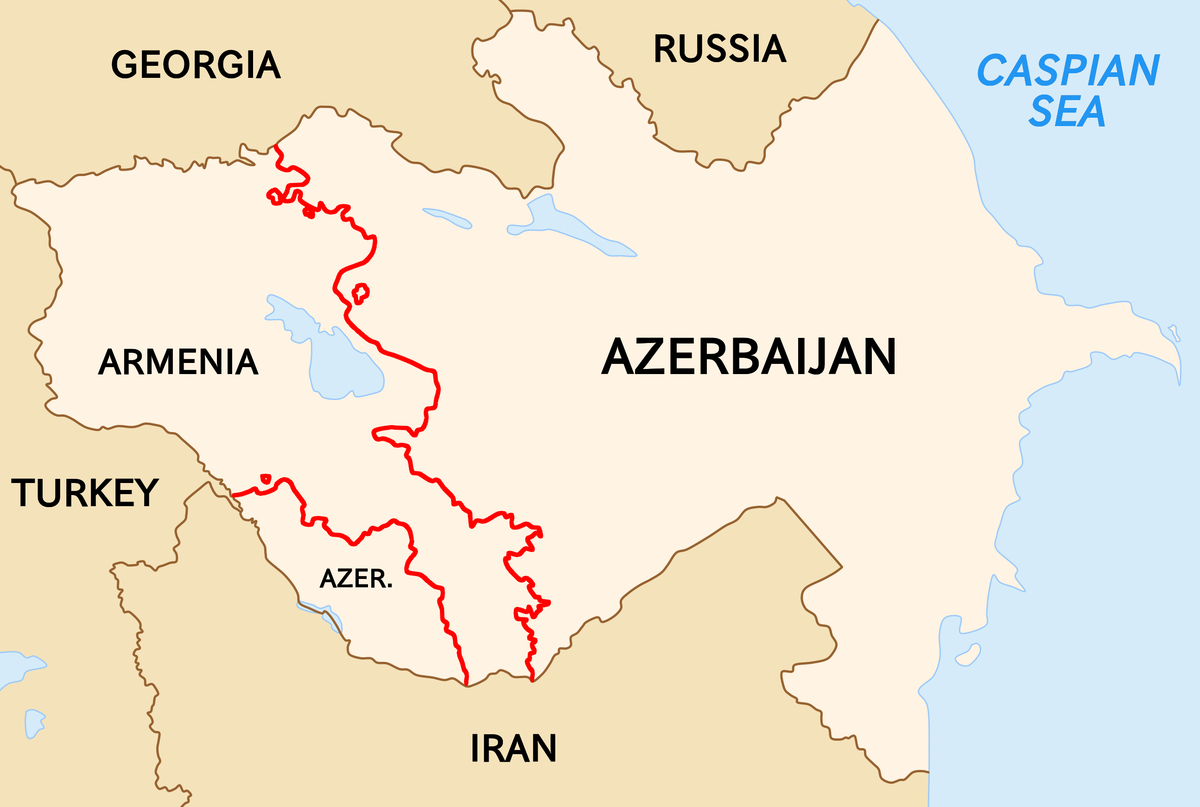 Карта армении и азербайджана 2022