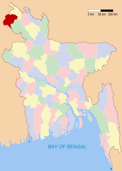 塔古尔冈县於孟加拉位置圖