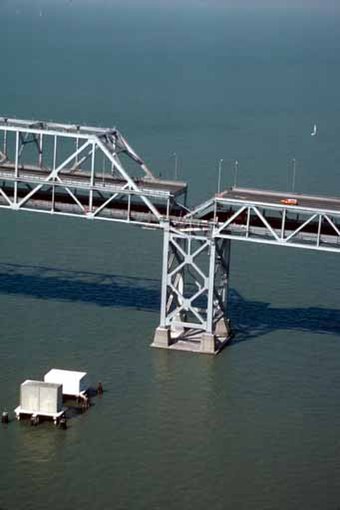 Collapsed upper deck section of the San Francisco–Oakland Bay Bridge