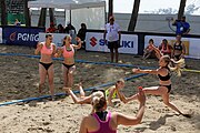 Deutsch: Beachhandball Europameisterschaften 2019 (Beach handball Euro); Tag 2: 3. Juli 2019 – Frauen, Vorrunde Gruppe D, Nordmazedonien-Ukraine 1:2 (15:26, 23:22, 6:8) English: Beach handball Euro; Day 2: 3 July 2019 – Women Preliminary Round Group D – North Macedonia-Ukraine 1:2 (15:26, 23:22, 6:8)