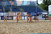 Deutsch: Beachhandball Europameisterschaften 2019 (Beach handball Euro); Tag 5: 6. Juli 2019 – Frauen, Halbfinale, Kroatien-Dänemark 1:2 (12:19, 17:10, 4:7) English: Beach handball Euro; Day 5: 6 July 2019 – Semifinal Men – Croatia-Denmark 1:2 (12:19, 17:10, 4:7)