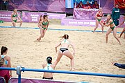 Deutsch: Beachhandball bei den Olympischen Jugendspielen 2018; Tag 5, 10. November 2018; Mädchen, Hauptrunde - Ungarn-Argentinien 1:2 English: Beach handball at the 2018 Summer Youth Olympics at 11 October 2018 – Girls Main Round – Hungary-Argentina 1:2