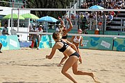 Deutsch: Beachvolleyball bei den Olympischen Jugendspielen 2018; Tag 11, 17. Oktober 2018; Jungen, Spiel um Platz 3 – USA (Devon Newberry/Lindsey Sparks)-Norwegen (Emilie Olimstad/Frida Berntsen) 1:2 (21–1/13–21/9–15) English: Beach volleyball at the 2018 Summer Youth Olympics at 17 October 2018 – Bronze Medal Match – USA (Devon Newberry/Lindsey Sparks)-Norway (Emilie Olimstad/Frida Berntsen) 1:2 (21–1/13–21/9–15)