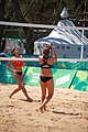 Deutsch: Beachvolleyball bei den Olympischen Jugendspielen 2018; Tag 8, 14. Oktober 2018; Mädchen, Achtelfinale – USA-Peru 2:0 (21–19/21–12) English: Beach volleyball at the 2018 Summer Youth Olympics at 14 October 2018 – Girls Round of 16 – USA-Peru 2:0 (21–19/21–12)