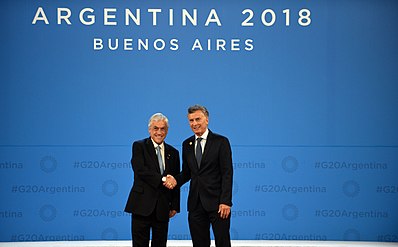 Sebastián Piñera and Mauricio Macri in the 2018 G20 Buenos Aires Summit.