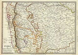 ১৮৩২ খ্রিস্টাব্দে সাতারা রাজ্যের মানচিত্র
