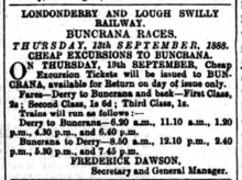 19th-century advert for rail travel to Buncrana