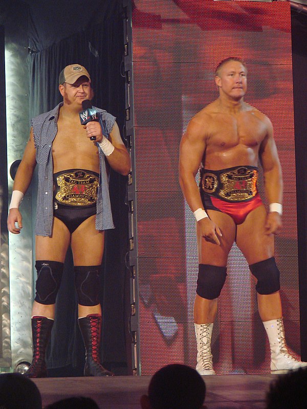 Lance Cade (right) and Trevor Murdoch in 2007 as World Tag Team Champions