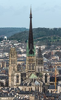 Cathédrale Notre-Dame de Rouen, South-West View from Mont Gargan 140215 4b.jpg