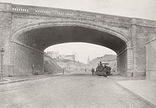 Bridge for the crossing over the Rue d'Alesia, about 1860. Charles Marville, Rue d'Alesia, ca. 1853-70.jpg