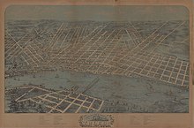 Bird's eye view of Toledo drawn in 1870 City of Toledo, Ohio aerial map, 1870 - DPLA - 9282501b3e8e4770d53f8febe0b33463.jpg