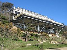 View of the hall from the bottom of the cliff Close up - Leas Cliff Hall - geograph.org.uk - 725779.jpg