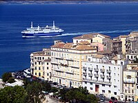 the main square and park in Corfu, Greece