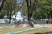 Deutsch: Radsport bei den Olympischen Jugendspielen 2018 Tag 10, 16. Oktober 2018 - Combined Criterium – XCC Rennen weiblich English: Cycling at the 2018 Summer Youth Olympics – Women's Combined Criterium – XCC Race on 16 October 2018.