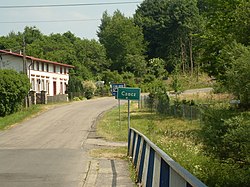 Czacz'da yol levhası