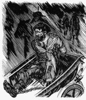 Nikolay Dmitrevsky, The way. Wood engraving to a poem by Vasily Kamensky Yemelyan Pugachev