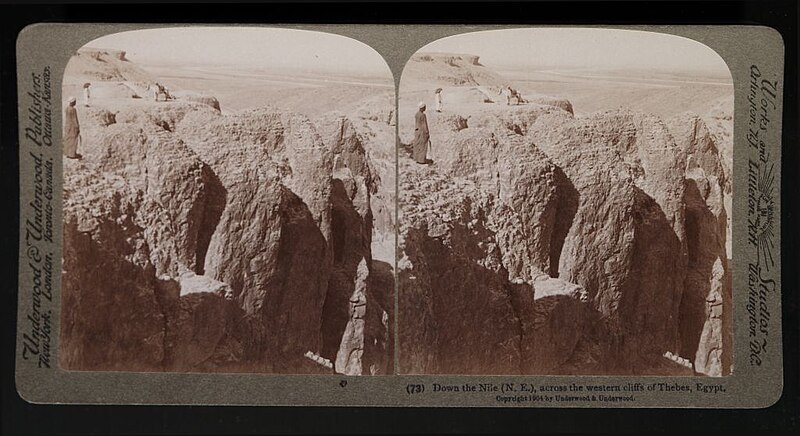 File:Down the Nile (N. E.), across the western cliffs of Thebes, Egypt. (73) (1904) - front - TIMEA.jpg