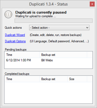 <span class="mw-page-title-main">Duplicati</span> Backup software