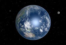 Artist's concept of Earth, orbited by a hypothetical second moon Earth with two moons.jpg