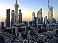 Emirates Towers in Dubai bei dawn.jpg