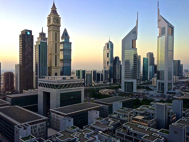 File:Emirates Towers in Dubai at dawn.jpg