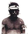 English: Portrait of a man with headband (Great Hattam Mountains, New Guinea)