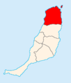 Map of Fuerteventura highlighting La Oliva