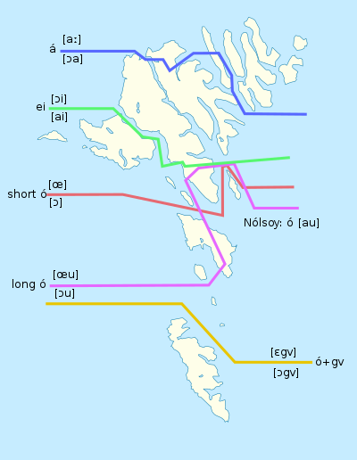 Map showing major Faroese isoglosses