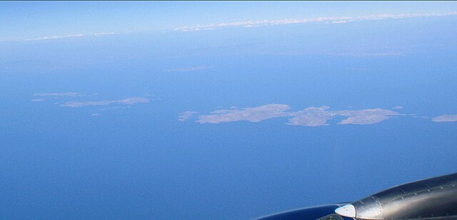 Front, left to right: Arkoi, Leipsoi, Leros. Back, left to right: Agathonisi, Farmakonisi and the Turkish coastline