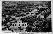 La première gare de Troyes, construite en 1847.
