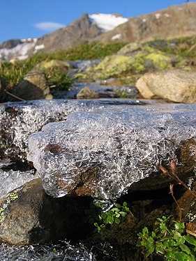 Frozen rivulet in the Ötztal, Tyrol Photograph: User:Tigerente