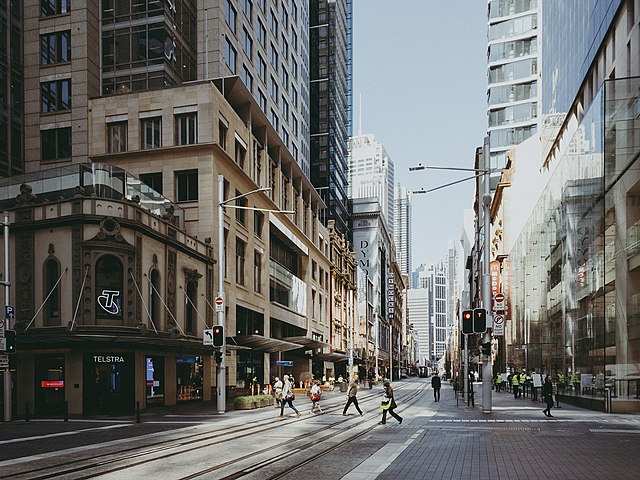 The intersection of George and King Street, November 2020