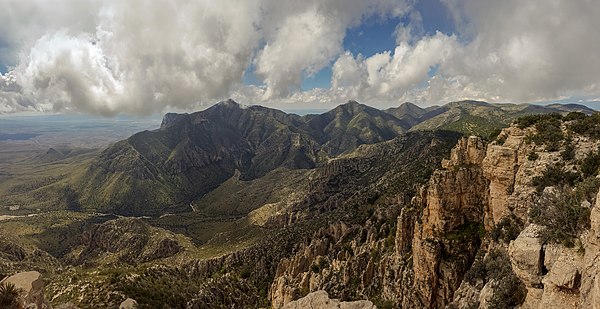 Guadalupe Peak, the highest point in Texas, as seen from Hunter Peak