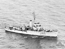 HMAS Lismore, one of the Royal Australian Navy corvettes that rescued survivors HMAS Lismore 300969.jpg