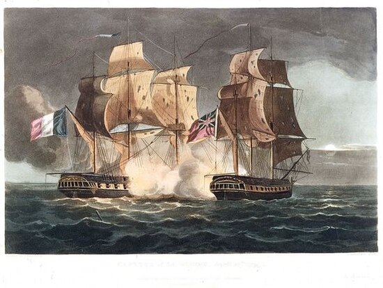 HMS Astraea captures the Gloire, a print by Thomas Whitcombe