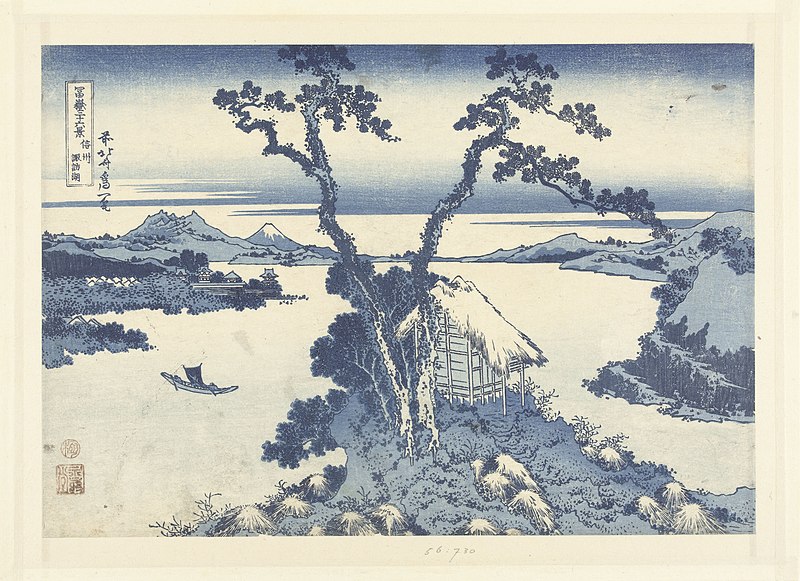 File:Het Suwa meer in de provincie Shinano Shinshu Suwako (titel op object) 36 gezichten op de berg Fuji (serietitel) Fugaku sanjurokkei (serietitel op object), RP-P-1956-730.jpg