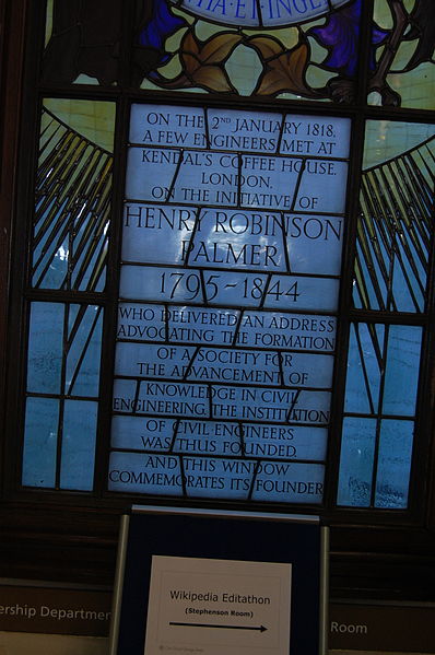 Window at ICE headquarters commemorating its founding