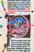 Бягството на Андраш от Виена с помощта на монасите, миниатюра от Chronicon Pictum