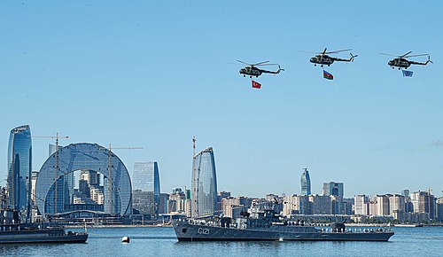 Azerbaijani Navy ships during the 2022 Teknofest Azerbaijan festival in Baku