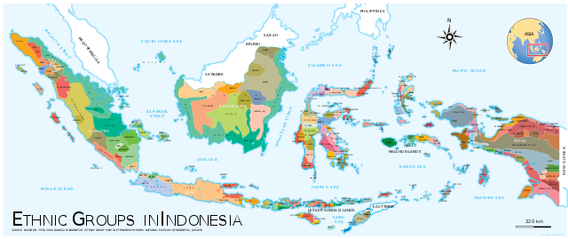 Ethnic Groups in Indonesia By Gunawan Kartapranata [CC BY-SA 3.0 (https://creativecommons.org/licenses/by-sa/3.0) or GFDL (https://www.gnu.org/copyleft/fdl.html)], via Wikimedia Commons